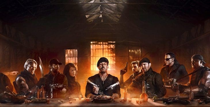 Banner Expendables: Postradatelní 2 a plakát Dredd 3D